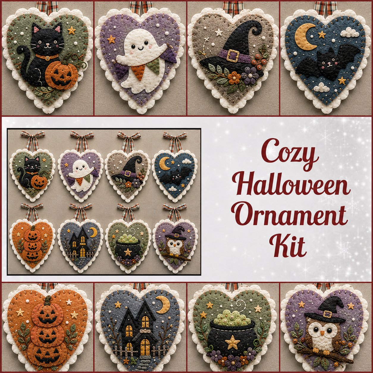 ⏳ Last Day 49% OFF – 🐦 Beginner-Friendly Winter Bird Felt Heart Ornament Sewing Kit Collection💕