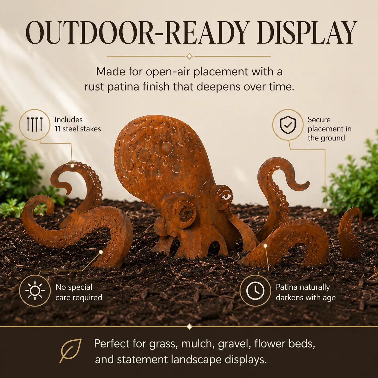 🔥2026 Hot Sale - 🐙Rust Patina Giant Squid Garden Sculpture-KOLAICH™