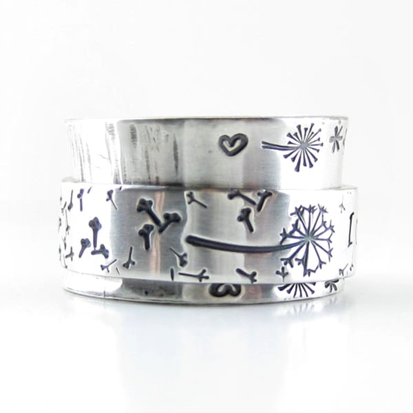 49% OFF - Silver Dandelion Spinner Ring - ''I'm enough exactly as I am''