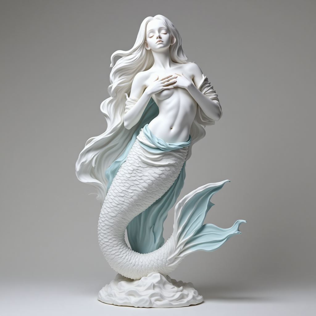 Mythical Ocean Muse - Ethereal Mermaid Goddess Sculpture