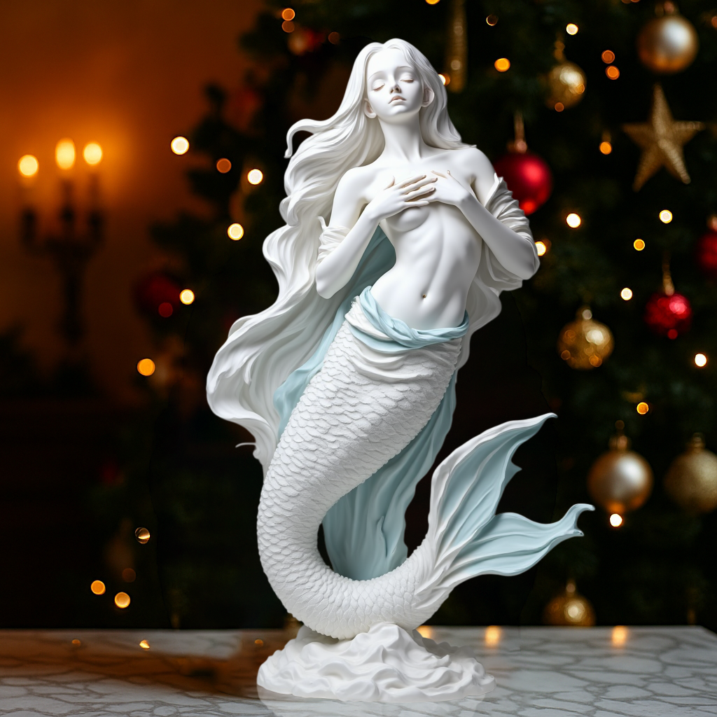 Mythical Ocean Muse - Ethereal Mermaid Goddess Sculpture