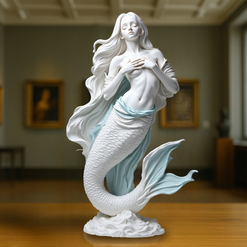 Mythical Ocean Muse - Ethereal Mermaid Goddess Sculpture