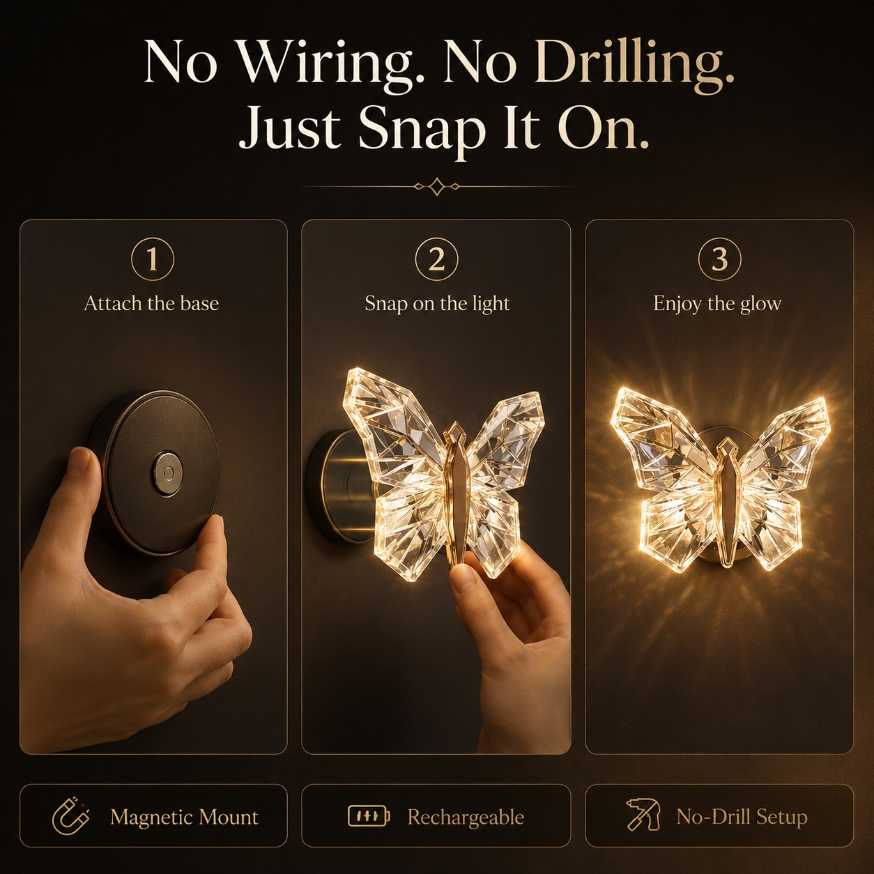 🔥Hot Sale - A Crystal Butterfly Glow — No Wiring Needed