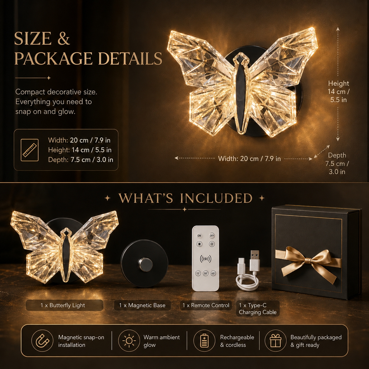 🔥Hot Sale - A Crystal Butterfly Glow — No Wiring Needed