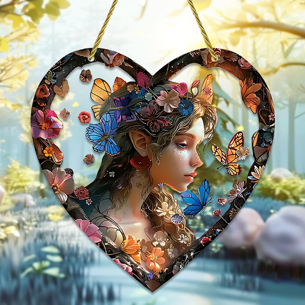 Heart Shaped Window Treatments Elf Girl Light Catcher/Home Decoration /Creative Gifts