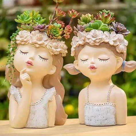 Adorable Fairy Succulent Pots - Sweet Face Garden Decor