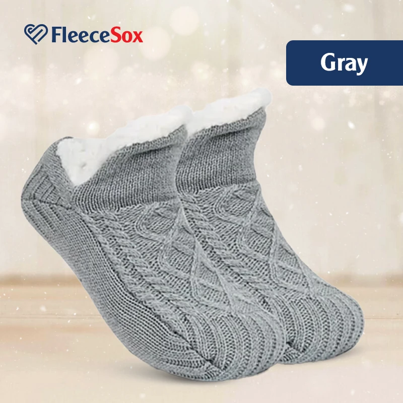 FleeceSox - Fleece-Lined Non-Slip Thermal Slippers Socks