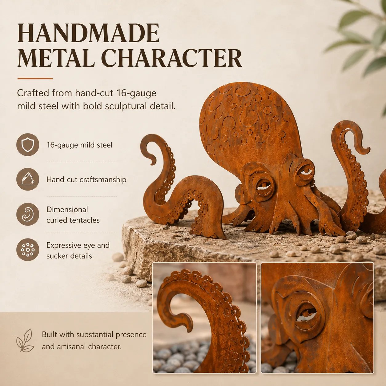 🔥2026 Hot Sale - 🐙Rust Patina Giant Squid Garden Sculpture-KOLAICH™