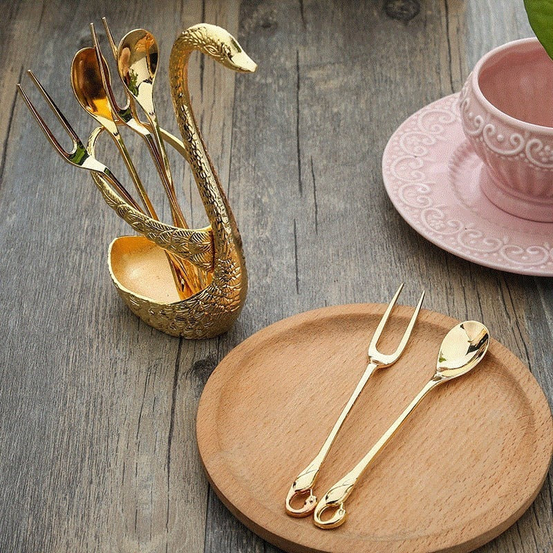 7pcs Swan Base Holder Fruit Forks Set Salad Dessert Tools Tableware-KOLAICH™