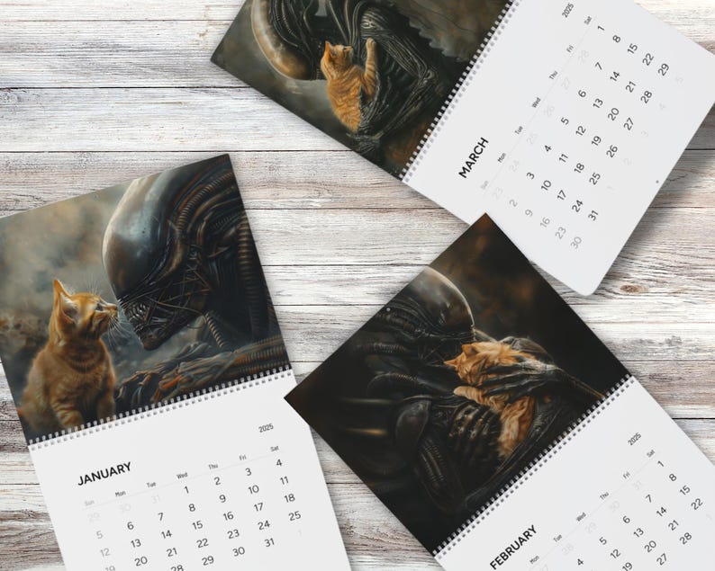 Buy 2 Get 1 FREEXenomorph Alien x Jonesy Cat 2025 Wall Calendar