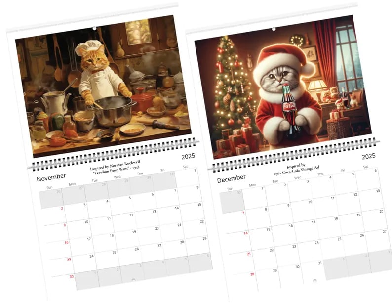 Iconic Cat Art Reimagined |2025 Cat Calendar