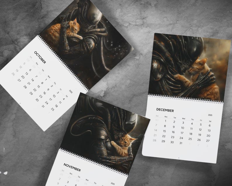 Buy 2 Get 1 FREEXenomorph Alien x Jonesy Cat 2025 Wall Calendar