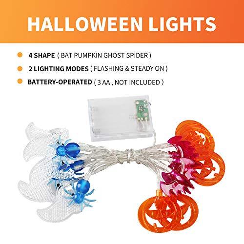 20 LED Halloween String Lights Halloween Decorations Lights Halloween Pumpkin Bat Ghost Spider Lights-KOLAICH™