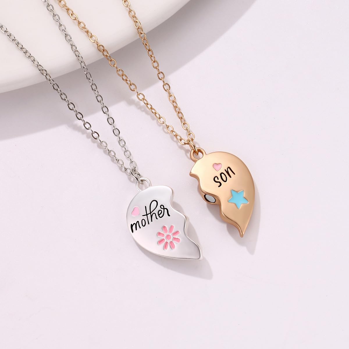 Lovingly crafted mother-daughter/mother-son necklaces symbolize our affection, love for each other!