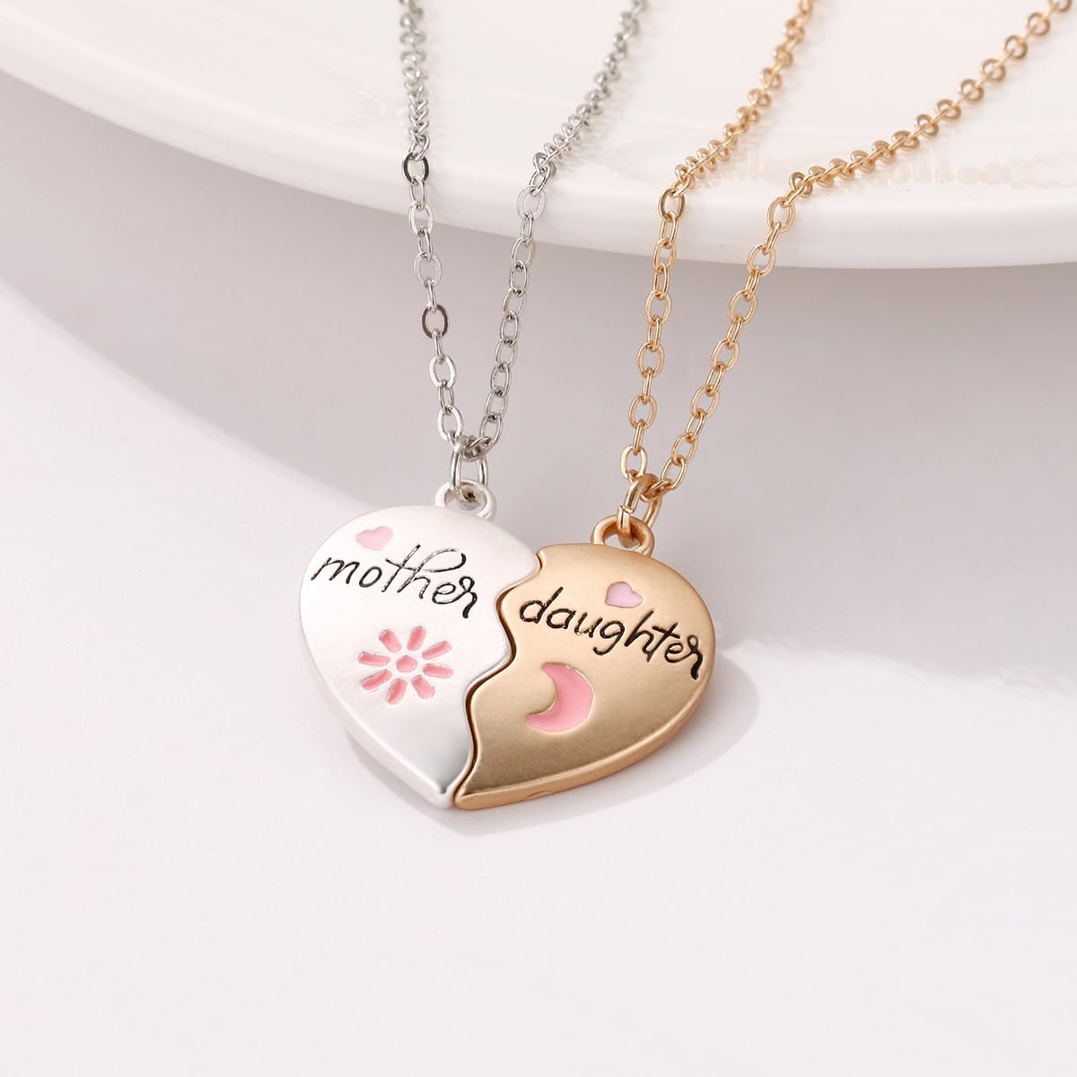 Lovingly crafted mother-daughter/mother-son necklaces symbolize our affection, love for each other!
