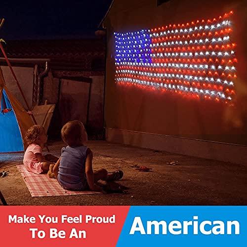 American Flag Lights, 420 Super Bright LEDs Flag Net Light,Waterproof US Flag Light for Memorial Day Independence Day July 4th-KOLAICH™