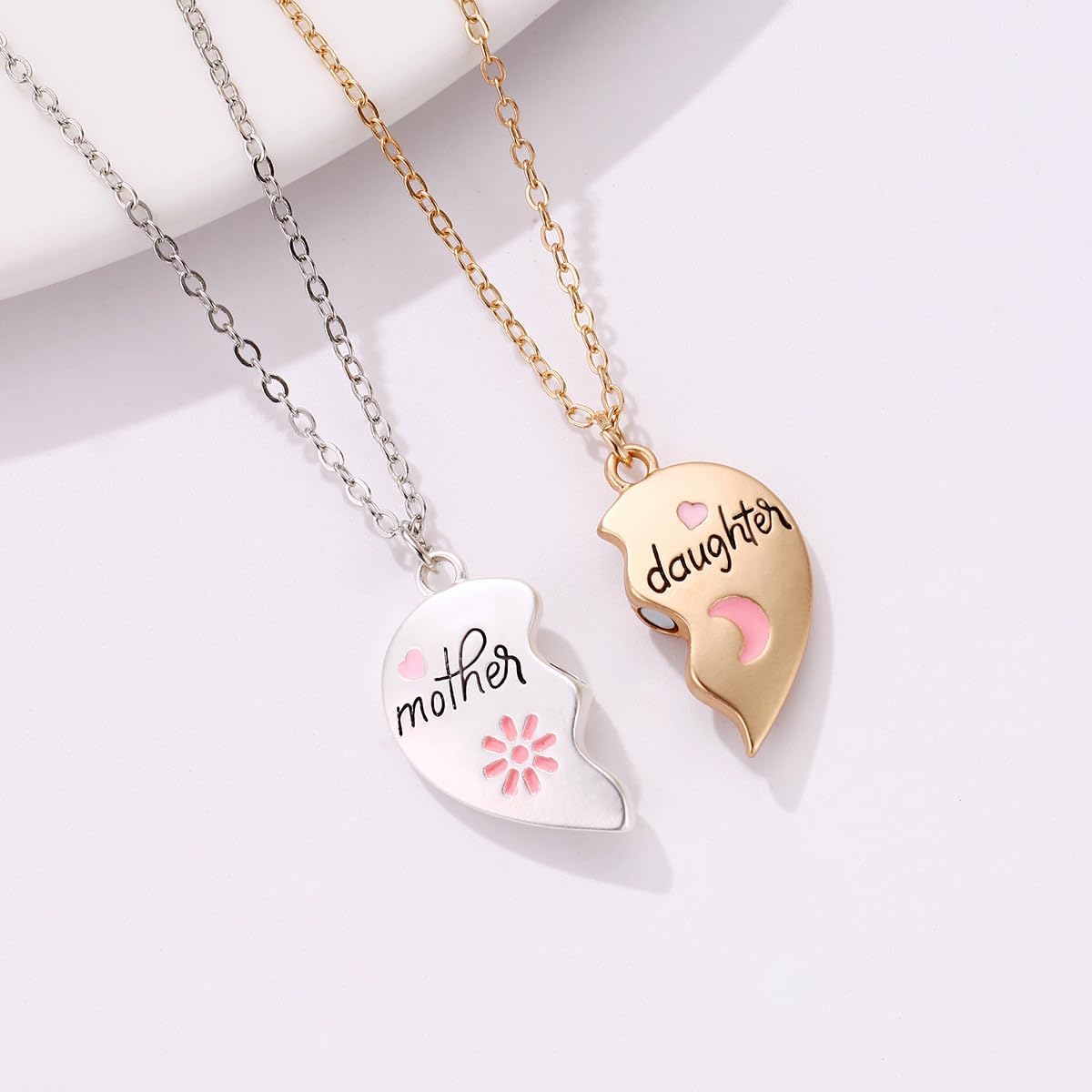 Lovingly crafted mother-daughter/mother-son necklaces symbolize our affection, love for each other!