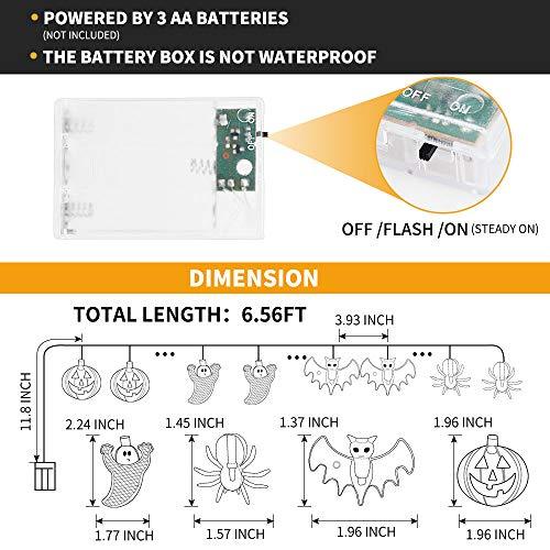 20 LED Halloween String Lights Halloween Decorations Lights Halloween Pumpkin Bat Ghost Spider Lights-KOLAICH™