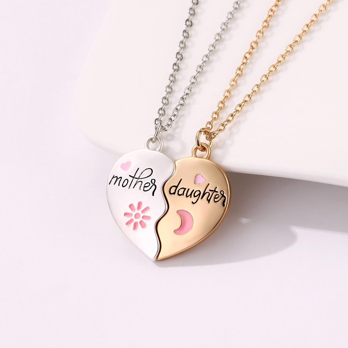 Lovingly crafted mother-daughter/mother-son necklaces symbolize our affection, love for each other!