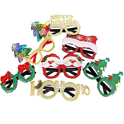 12 Pcs Christmas Glasses Glitter Party Glasses Frames Christmas Decoration Costume Eyeglasses for Christmas Parties Holiday Favors Photo Booth-KOLAICH™