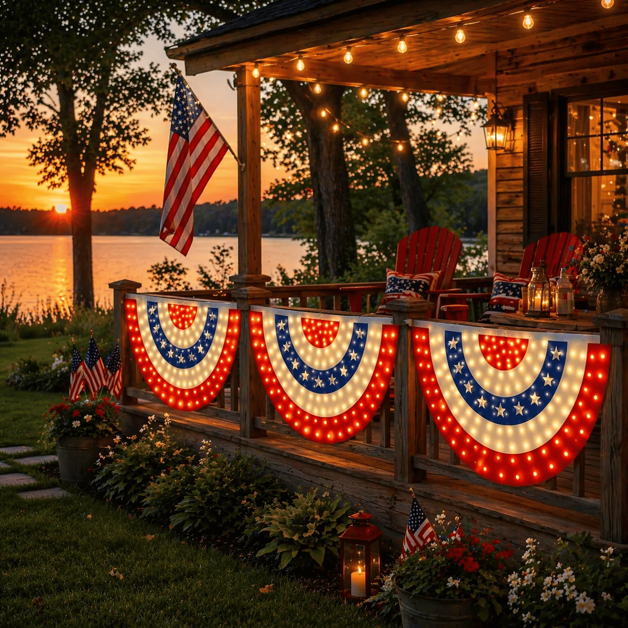LED Patriotic Bunting Banner for America’s 250th
