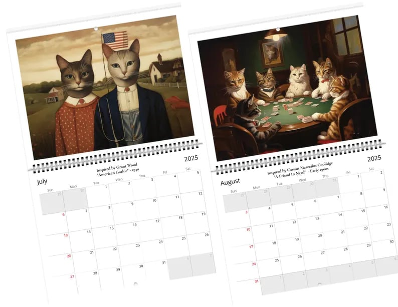 Iconic Cat Art Reimagined |2025 Cat Calendar