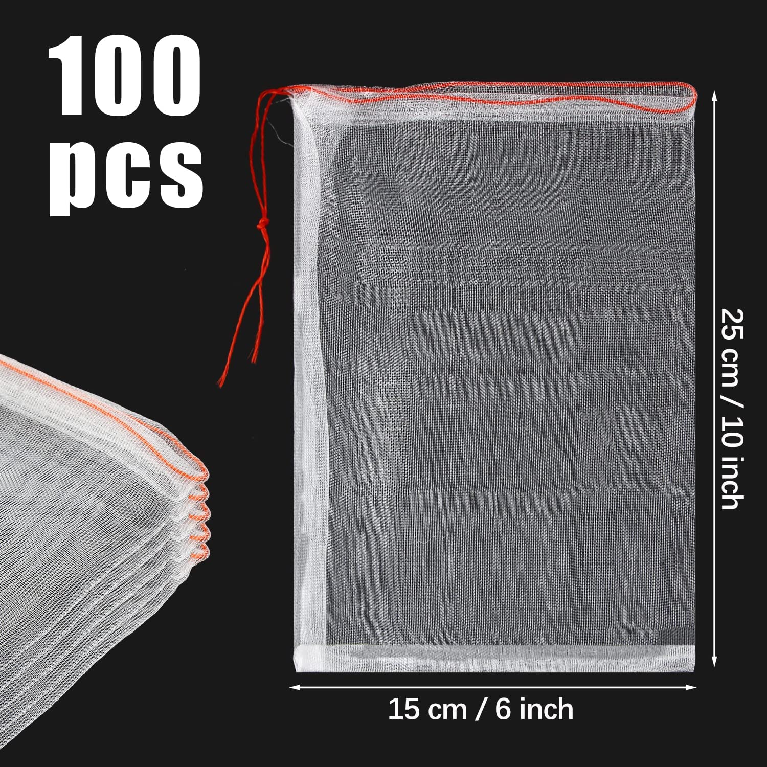 DIYASY 10Pcs Fruit Protection Bags, 8 x 12 Bird Netting Garden Netting Bags Mosquito Insect Nylon Mesh Barrier Bag with Drawstring for Protecting Fruit Tree, Plants, Vegetables-KOLAICH™