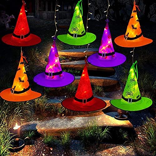 Halloween Decorations Lighted Witch Hats, 8Pcs Hanging Glowing Witch Hats 44ft Halloween Outdoor Lights String with 8 Lighting Modes-KOLAICH™