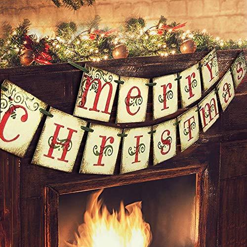 Merry Christmas Banner - Vintage Xmas Decorations Indoor for Home Office Party Fireplace Mantle-KOLAICH™