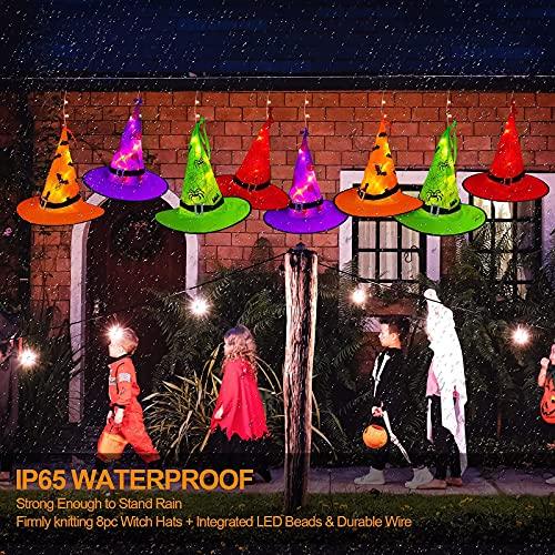 Halloween Decorations Lighted Witch Hats, 8Pcs Hanging Glowing Witch Hats 44ft Halloween Outdoor Lights String with 8 Lighting Modes-KOLAICH™