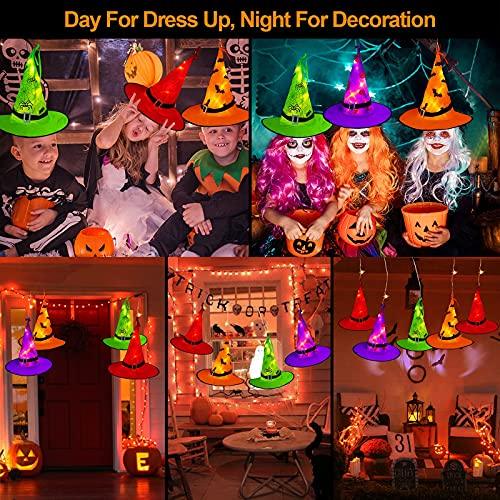Halloween Decorations Lighted Witch Hats, 8Pcs Hanging Glowing Witch Hats 44ft Halloween Outdoor Lights String with 8 Lighting Modes-KOLAICH™