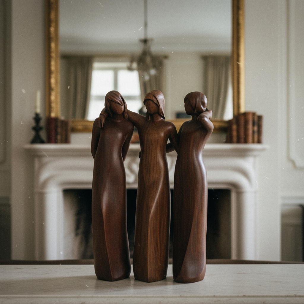 💖🔥LAST DAY 49 % OFF👩🏻‍🤝‍👩🏻Sisters by My Side, Celebrates Friendships Three Sisters Wooden Sculpture🎁Christmas, Thanksgiving Day, Birthday Gifts