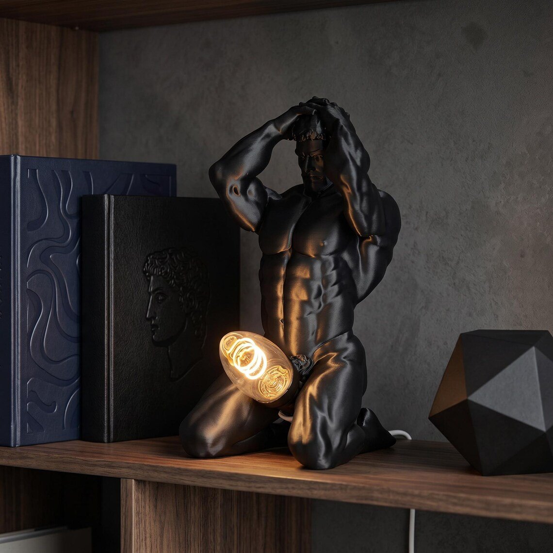 Bold Male Figure Table Lamp, Artistic Statue Light-KOLAICH™
