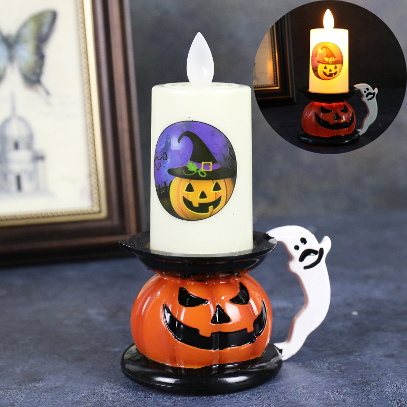 Halloween Decorative Props Skull Pumpkin Candle Lamp-KOLAICH™