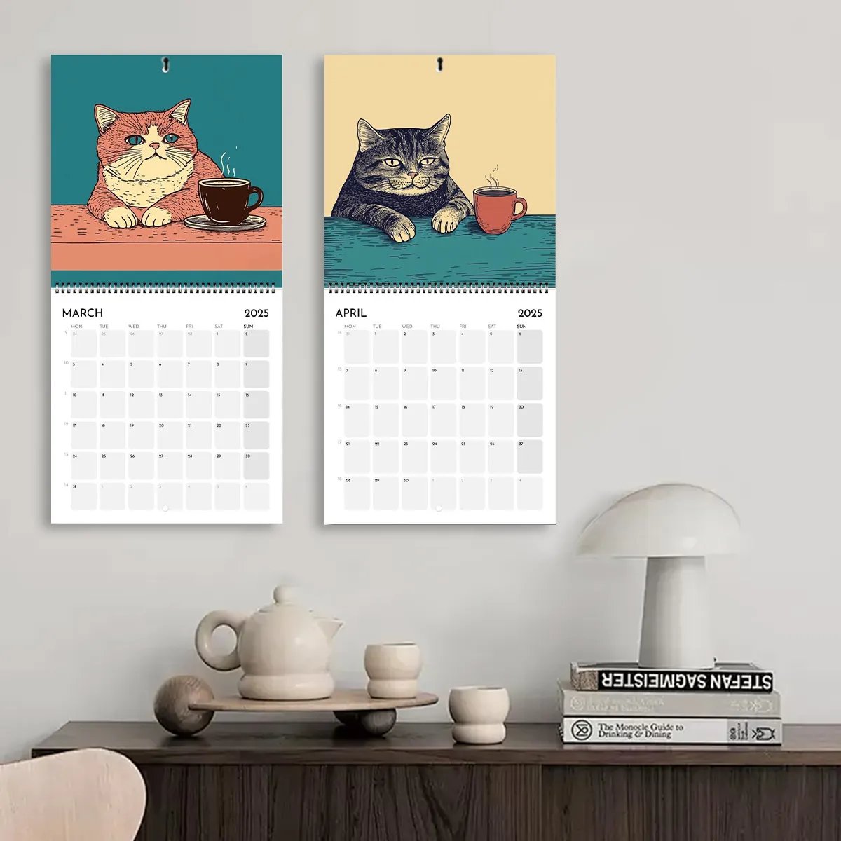Year-end Promotion 49% Off2025 Cat Calendar - Cats Chillin' With Coffee