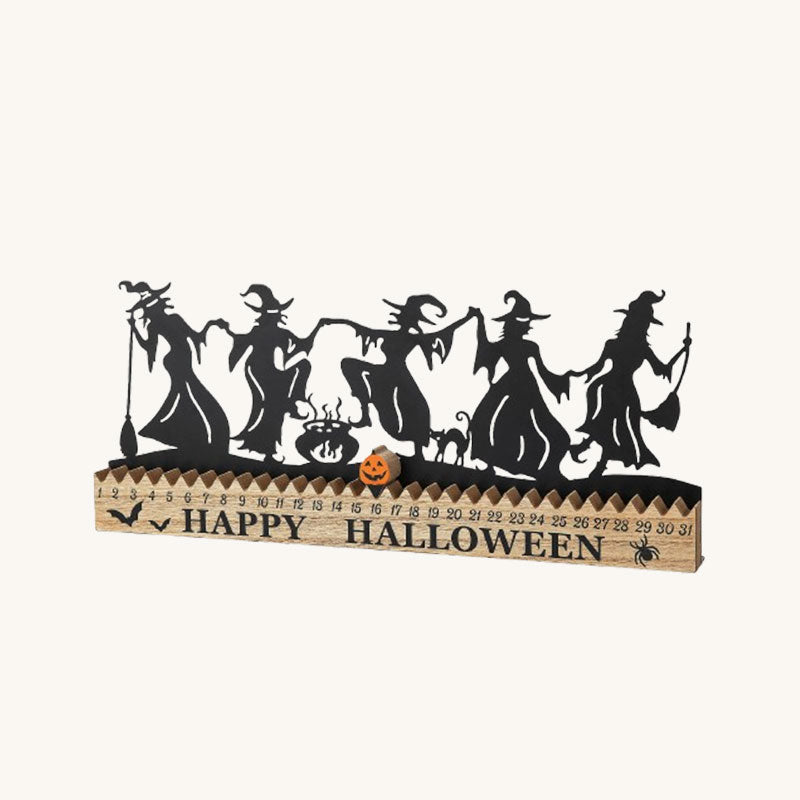Halloween Countdown Calendar – 31-Day Witch Silhouette Decor with Movable Pumpkin Marker-KOLAICH™