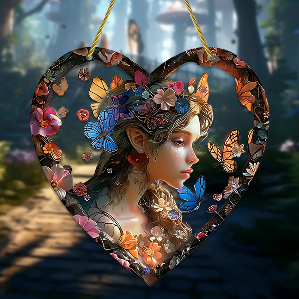 Heart Shaped Window Treatments Elf Girl Light Catcher/Home Decoration /Creative Gifts