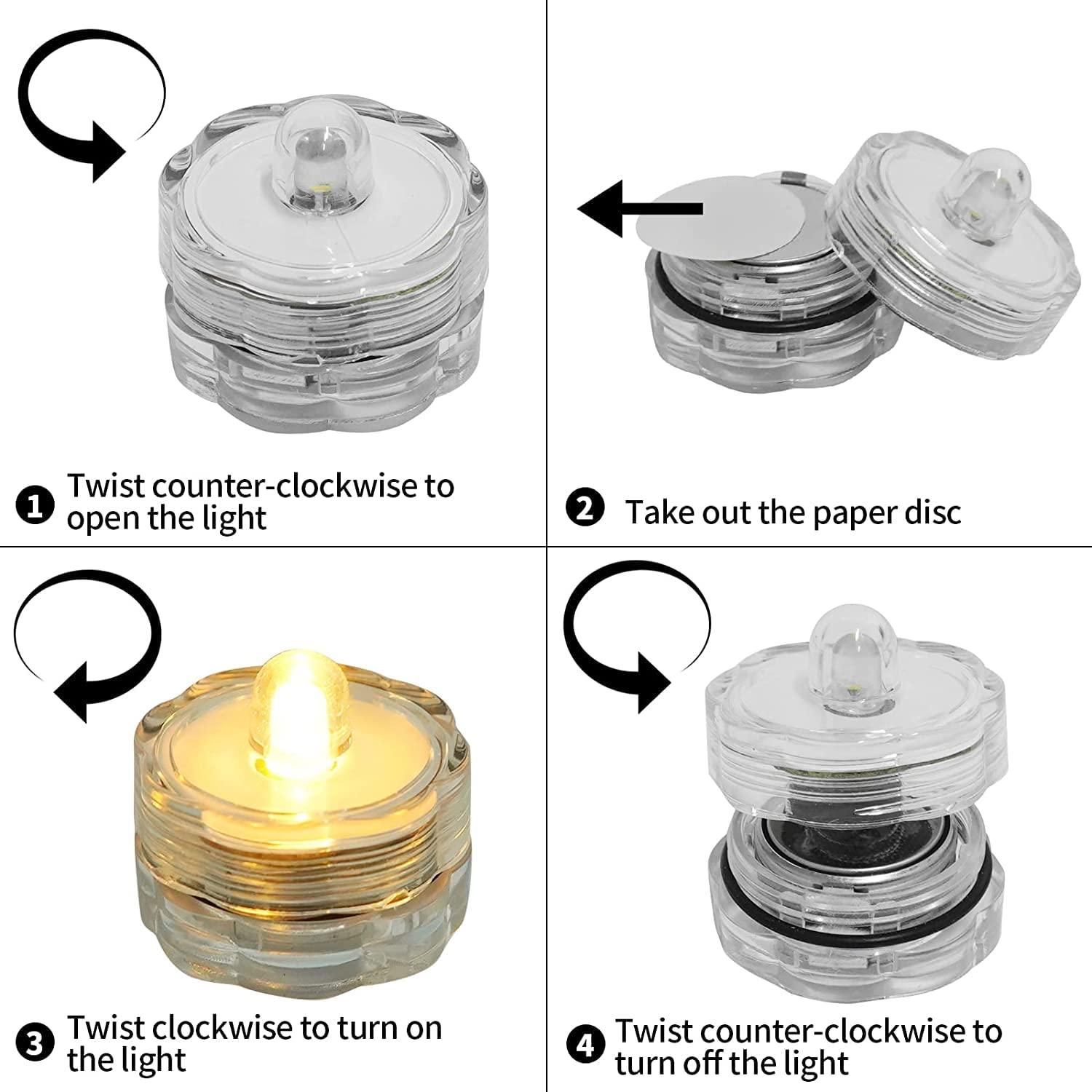 Submersible LED Lights,24pcs Flameless Underwater Tea Lights,Battery Powered Candle Lights-KOLAICH™