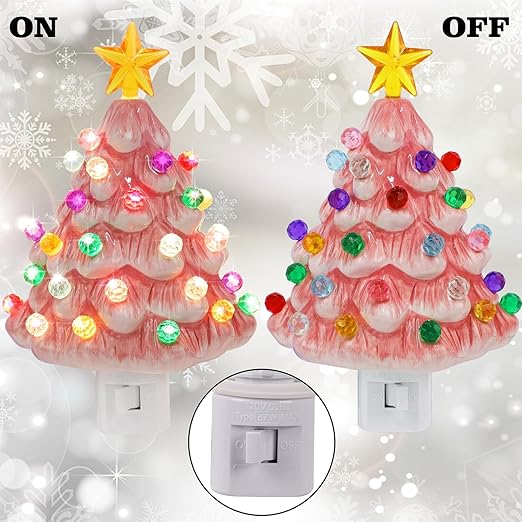 🎄Handmade Ceramic Christmas Tree Night Light | Ceramic Art | Hand Painted Art