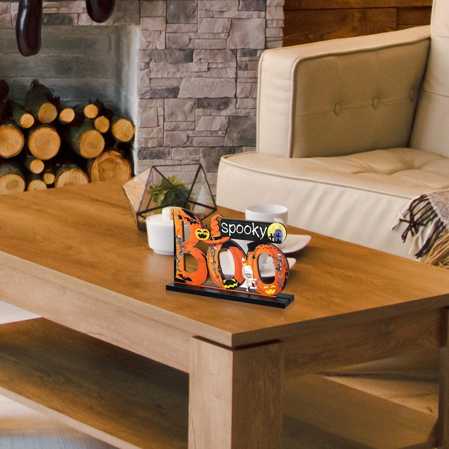 3 Happy Halloween Table Decorations, Pumpkin Table Centerpieces Boo Sign-KOLAICH™