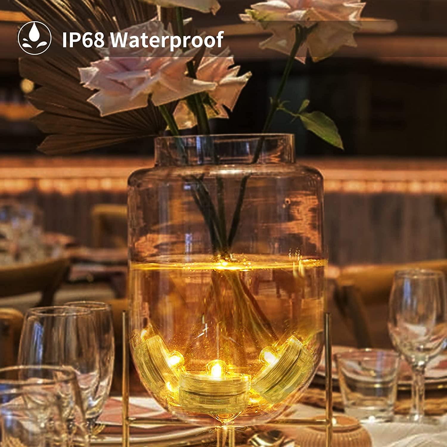 Submersible LED Lights,24pcs Flameless Underwater Tea Lights,Battery Powered Candle Lights-KOLAICH™