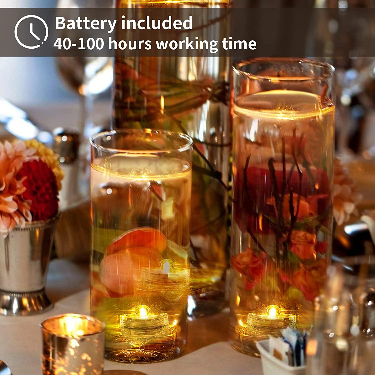 Submersible LED Lights,24pcs Flameless Underwater Tea Lights,Battery Powered Candle Lights-KOLAICH™