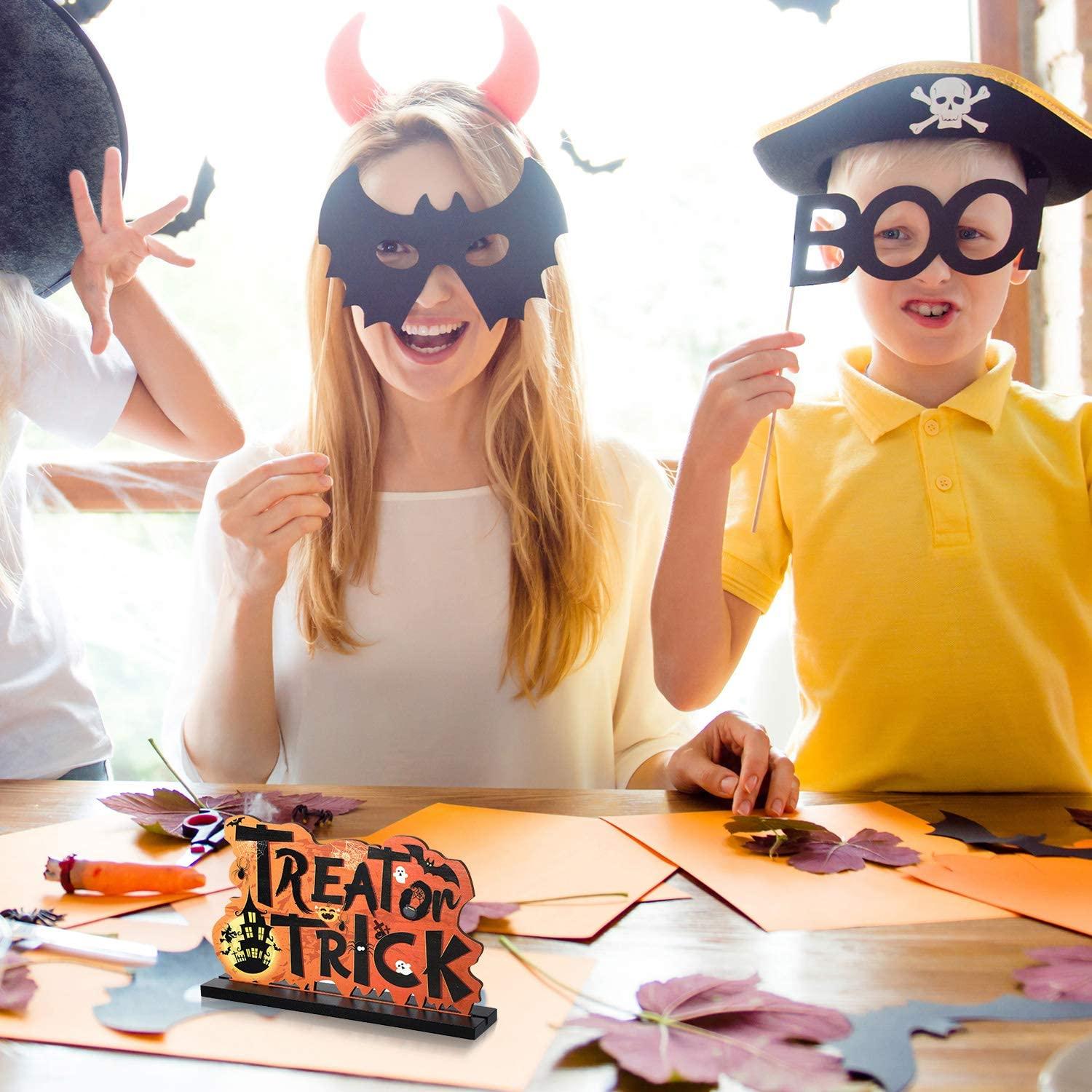 3 Happy Halloween Table Decorations, Pumpkin Table Centerpieces Boo Sign-KOLAICH™