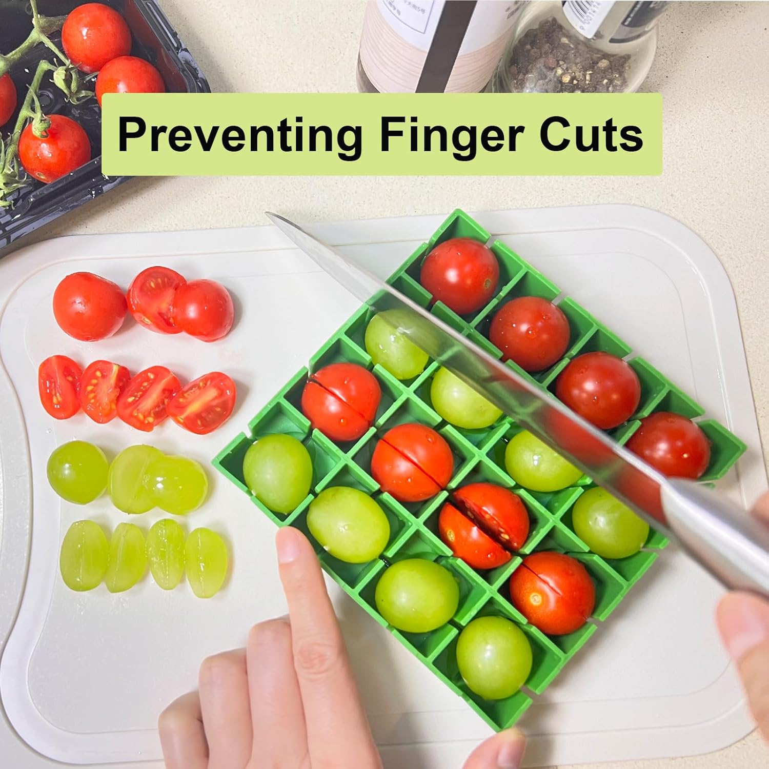 Grape cherry tomato slicer slices in halves or quarters at a time