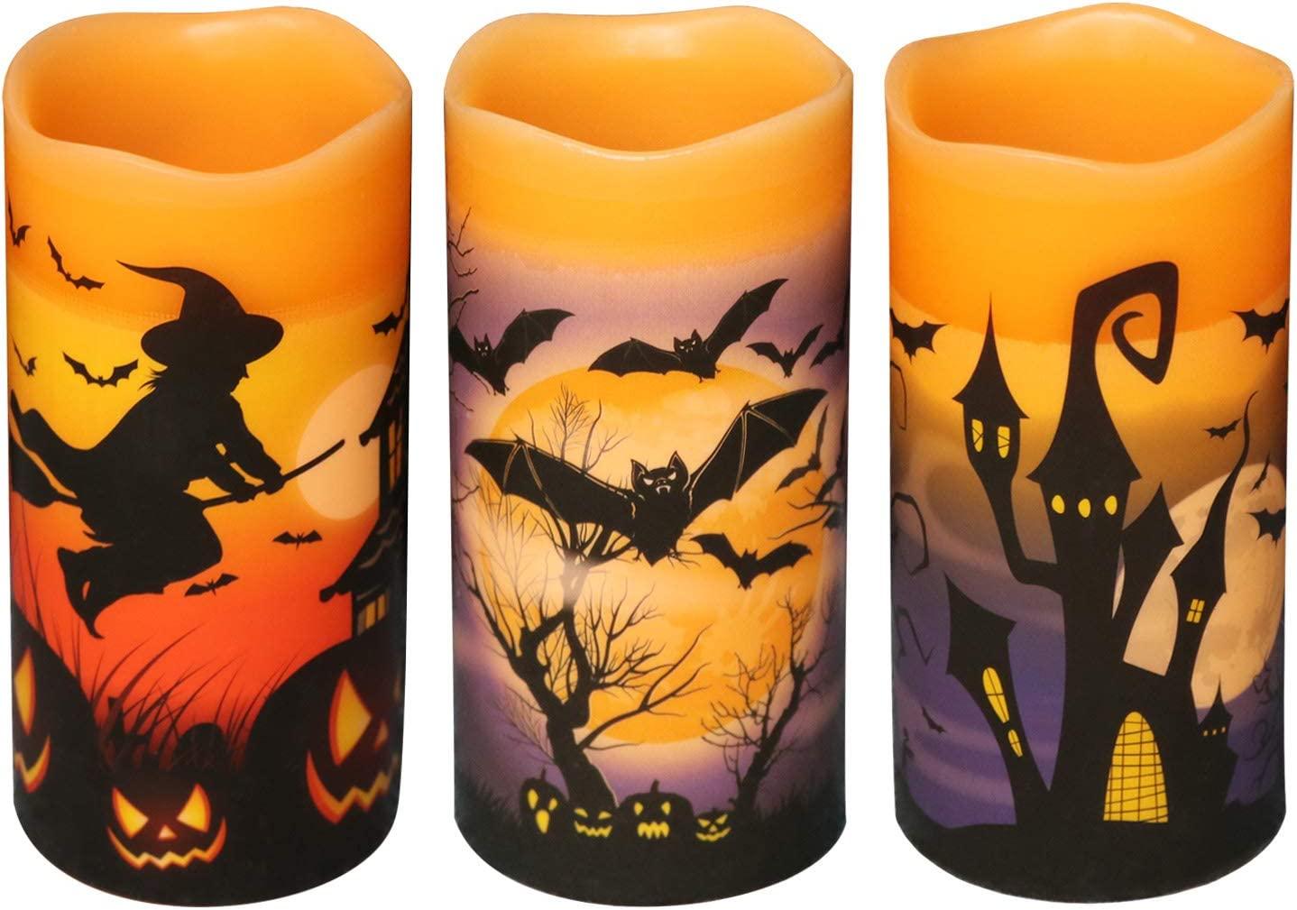 Flameless Flickering Candles Battery Operated Set of 3 Real Wax LED Pillar Candles-KOLAICH™