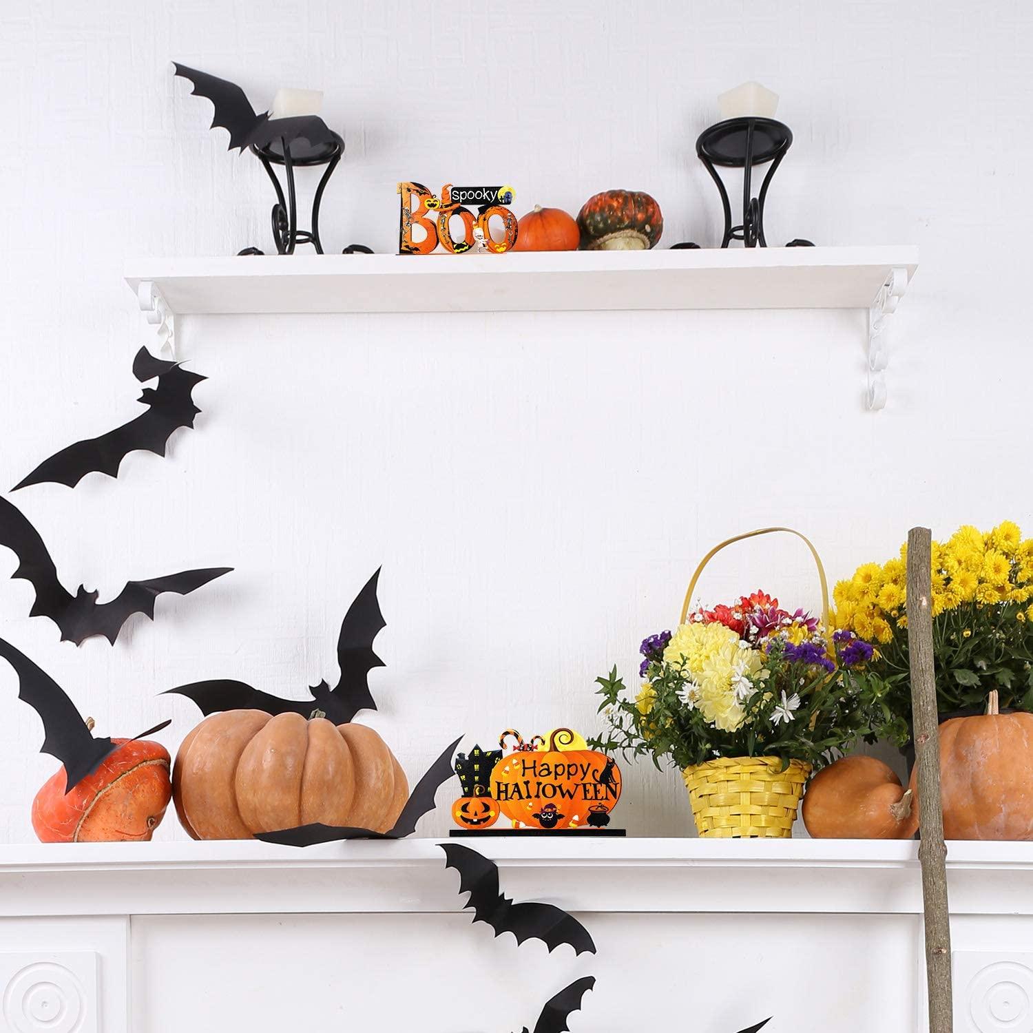 3 Happy Halloween Table Decorations, Pumpkin Table Centerpieces Boo Sign-KOLAICH™