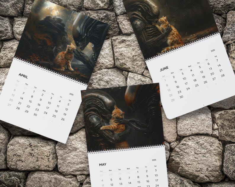 Buy 2 Get 1 FREEXenomorph Alien x Jonesy Cat 2025 Wall Calendar