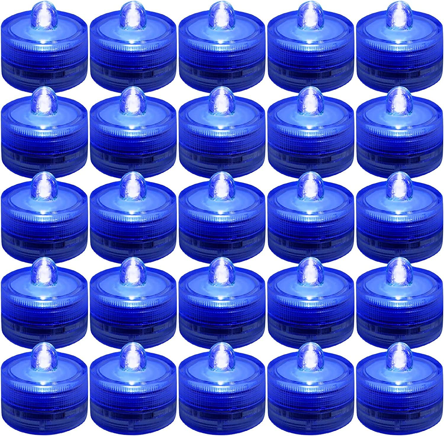 Submersible LED Lights,24pcs Flameless Underwater Tea Lights,Battery Powered Candle Lights-KOLAICH™