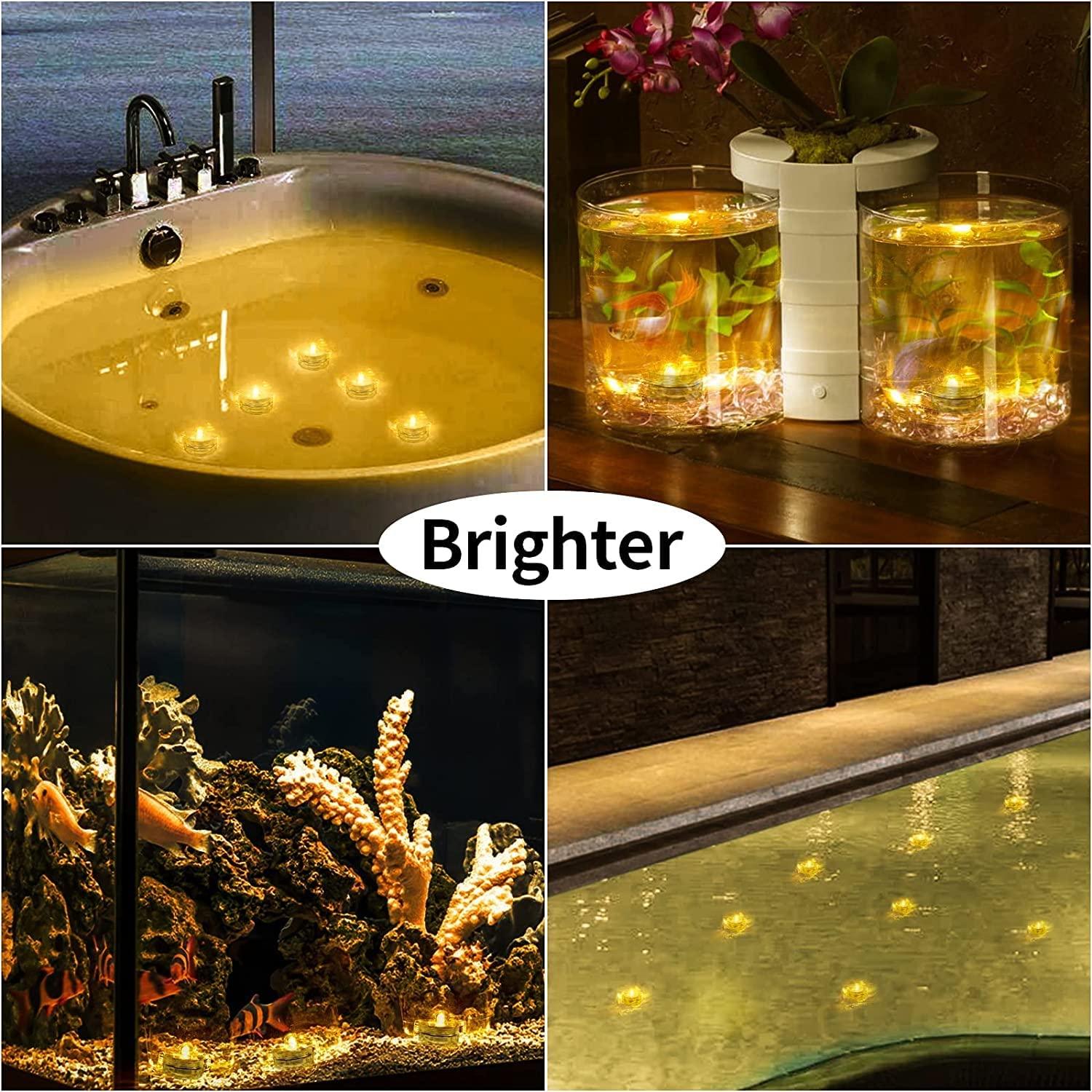 Submersible LED Lights,24pcs Flameless Underwater Tea Lights,Battery Powered Candle Lights-KOLAICH™