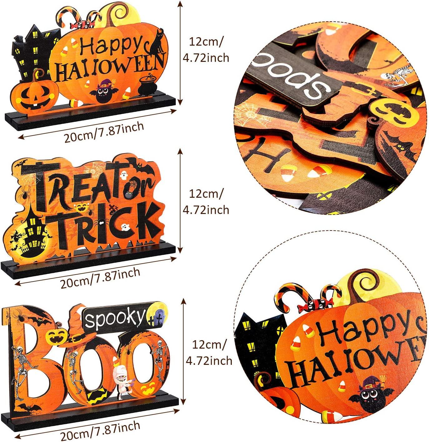 3 Happy Halloween Table Decorations, Pumpkin Table Centerpieces Boo Sign-KOLAICH™